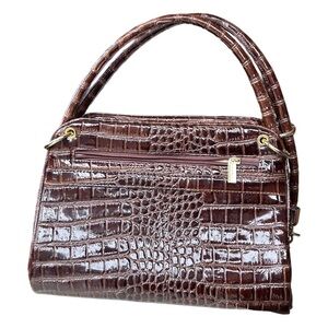 Muska Genuine Leather Hand Bag in Dark Brown with Gold Hardware